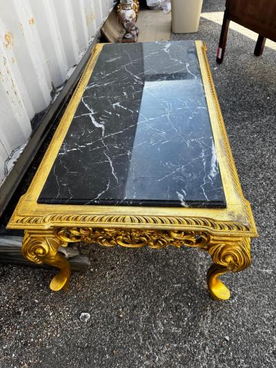 Marble Top Giltwood Queen Anne Style Coffee Table