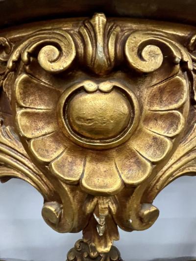 Marble Top Louis XV Style Console Table by Jansen Exquisite Carved Details 1920s