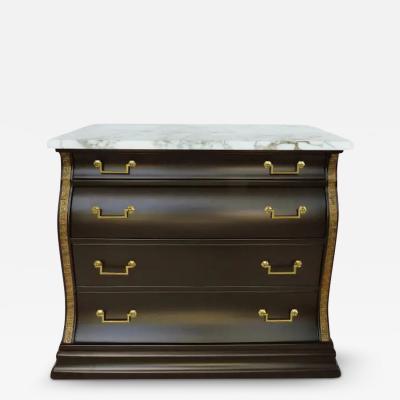 Marble Top Serpentine Front Chest of Drawers Greek Key Brass Hardware