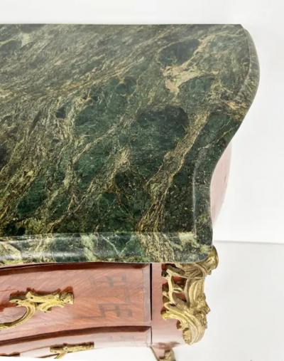 Marble Top Three Drawer Commode with Marquetry and Gilt Bronze Mounts 20th C