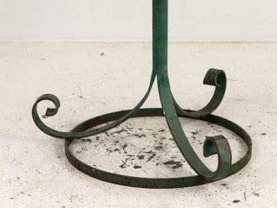 Marble Topped Garden or Pub Table with Green Iron Base French 20th c 