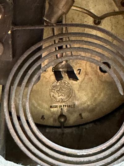 Marble and Bronze French Mantle Bracket or Table Clock France Signed