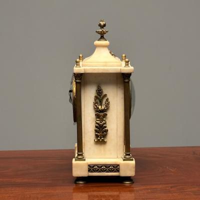 Marble and Bronze French Mantle Bracket or Table Clock France Signed