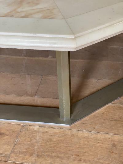 Marble and Steel Octagonal Low Table