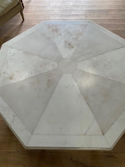 Marble and Steel Octagonal Low Table