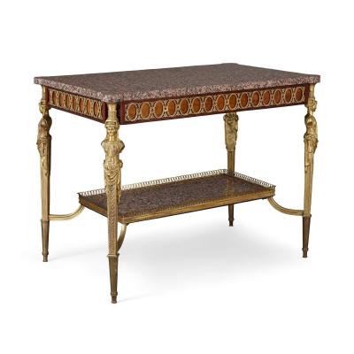 Marble mahogany and ormolu Louis XVI style centre table