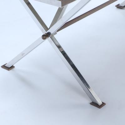 Marble top table on chrome base Signed Jean Charles for Maison Charles C 1970