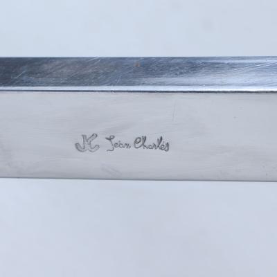 Marble top table on chrome base Signed Jean Charles for Maison Charles C 1970