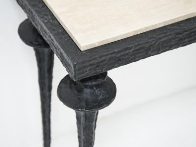 Marc Bankowsky Console in bronze and travertine by Marc Bankowsky