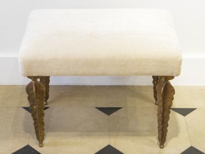 Marc Bankowsky Fern Bench in gilded bronze and velvet mohair by Marc Bankowsky