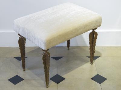 Marc Bankowsky Fern Bench in gilded bronze and velvet mohair by Marc Bankowsky