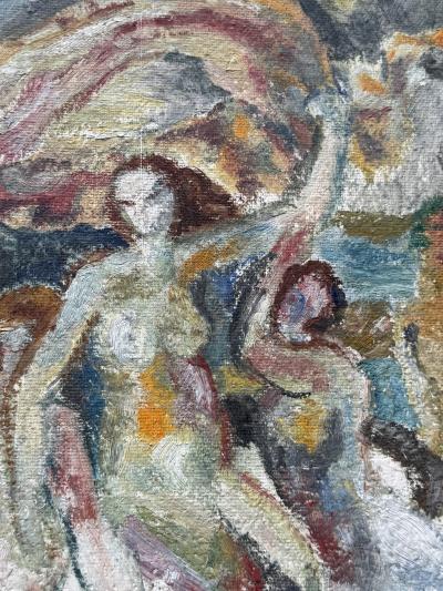 Marc Chagall ABSTRACT ALLEGORIAL NUDE LANDSCAPE PAINTING IN THE MANNER OF MARC CHAGALL