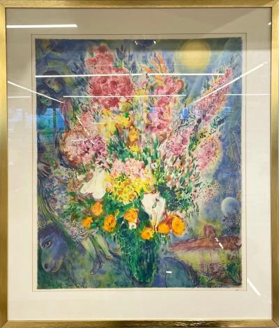 Marc Chagall Bouquet De Fleurs Lithograph Framed