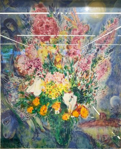 Marc Chagall Bouquet De Fleurs Lithograph Framed