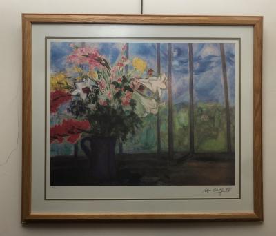 Marc Chagall Marc Chagall Lithograph Bouquet de fleurs devant une fenetre ouverte Signed