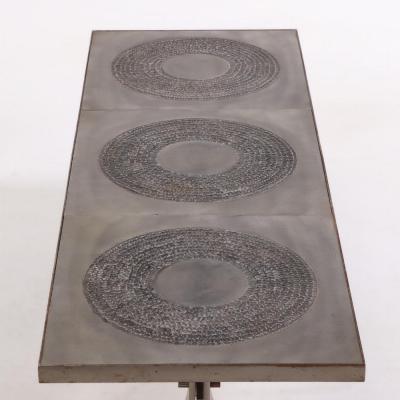Marc D Haenens A Brutalist Steel and Ceramic Coffee Table by Marc D Haenens C 1970 