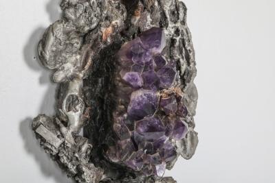 Marc D Haenens Brutalist Wall Sculpture with Amethyst Inlay by Marc D haenens 1970s