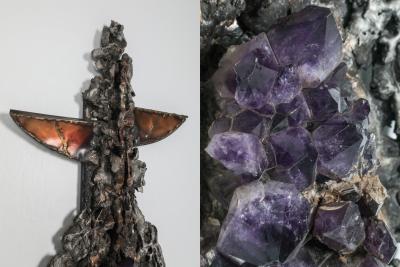 Marc D Haenens Brutalist Wall Sculpture with Amethyst Inlay by Marc D haenens 1970s