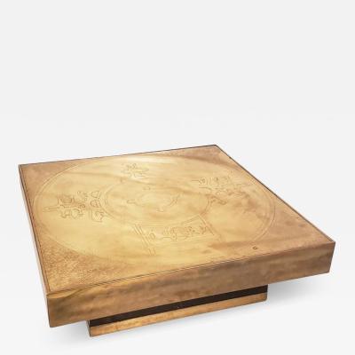 Marc D Haenens Etched Bronze Coffee Table by Marc DHaenens