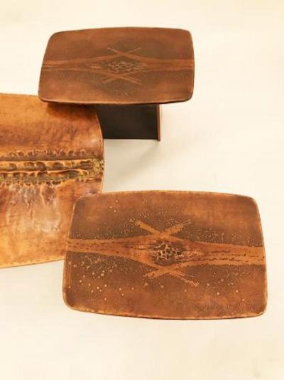 Marc D Haenens Marc DHaenens Set of Four Modernist Cocktail Tables in Patinated Metal