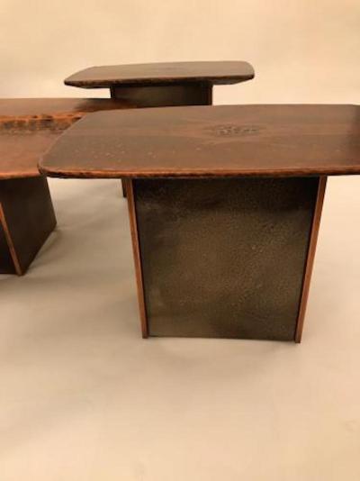 Marc D Haenens Marc DHaenens Set of Four Modernist Cocktail Tables in Patinated Metal