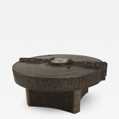 Marc DHaenens Belgian Post War Design Round Sculptural Coffee Table