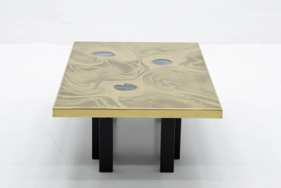 Marc DHaenens etched brass coffee table attributed to Marc Dhaenens 