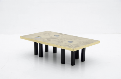 Marc DHaenens etched brass coffee table attributed to Marc Dhaenens 