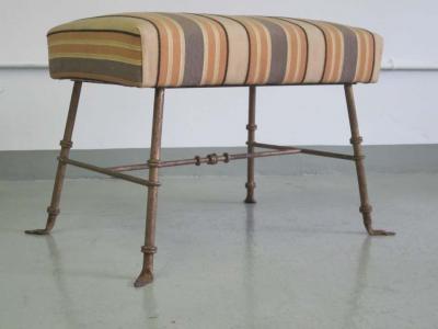 Marc Du Plantier Pair of French 1940s Gilt Iron Benches Stools Attributed to Marc Duplantier