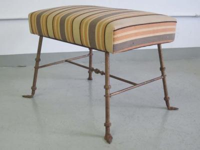Marc Du Plantier Pair of French 1940s Gilt Iron Benches Stools Attributed to Marc Duplantier