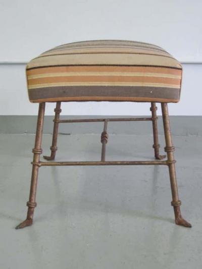 Marc Du Plantier Pair of French 1940s Gilt Iron Benches Stools Attributed to Marc Duplantier