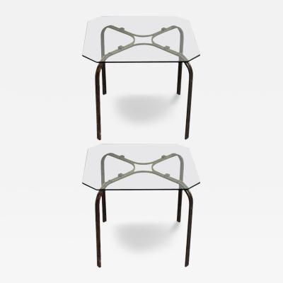 Marc Du Plantier Pair of French Brass Side Tables Attributed to Marc Duplantier
