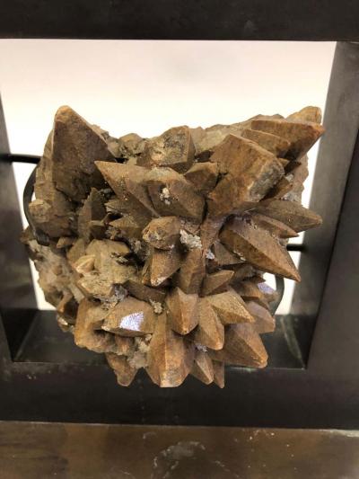 Marc Du Plantier Pair of French Bronze Rock Crystal Mineral Geode Table Lamps Marc Du Plantier