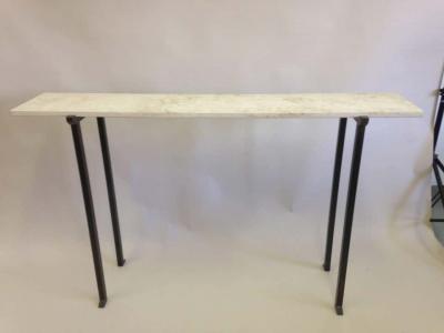 Marc Du Plantier Two French Mid Century Modern Neoclassical Bronzed Iron Console Marc Duplantier