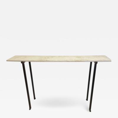 Marc Du Plantier Two French Mid Century Modern Neoclassical Bronzed Iron Console Marc Duplantier