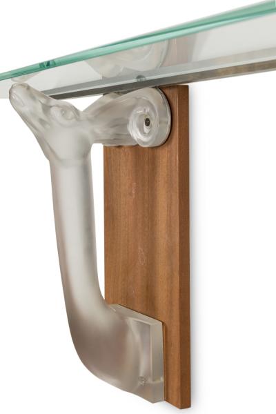 Marc Lalique French Glass Deer Head Wall Console Table