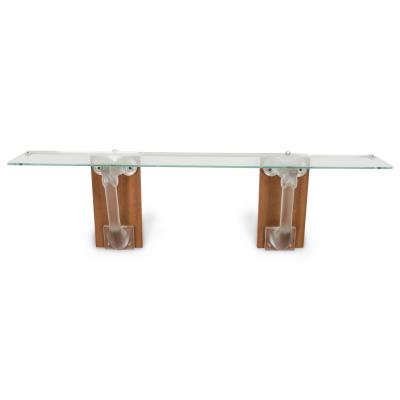 Marc Lalique French Glass Deer Head Wall Console Table