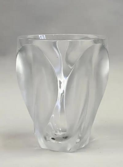 Marc Lalique French Mid Century Molded Polished Crystal Vase Ingrid by Lalique c 1964