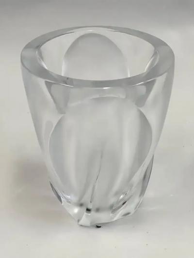Marc Lalique French Mid Century Molded Polished Crystal Vase Ingrid by Lalique c 1964