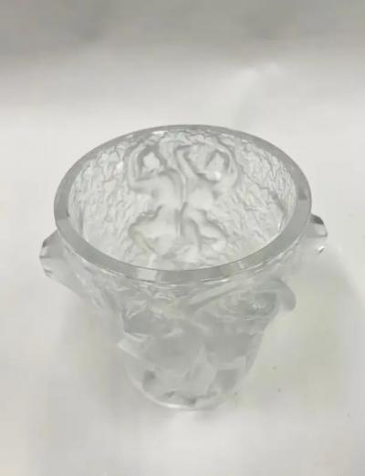 Marc Lalique French Molded Polished Crystal Champagne Cooler Ice Bucket Ganymede Lalique
