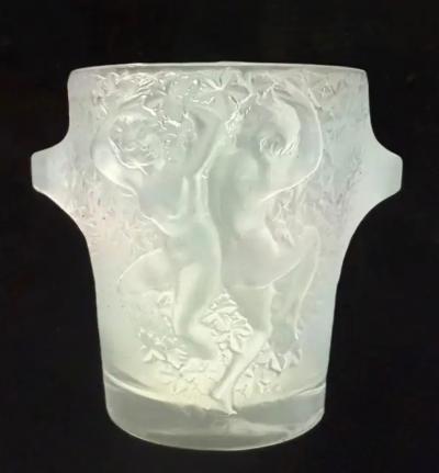 Marc Lalique French Molded Polished Crystal Champagne Cooler Ice Bucket Ganymede Lalique