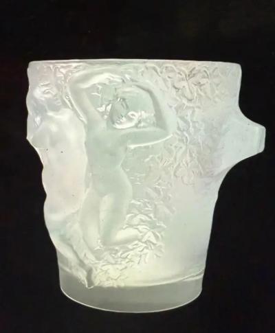 Marc Lalique French Molded Polished Crystal Champagne Cooler Ice Bucket Ganymede Lalique