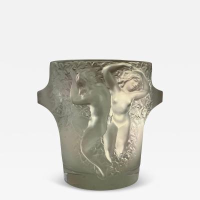 Marc Lalique French Molded Polished Crystal Champagne Cooler Ice Bucket Ganymede Lalique