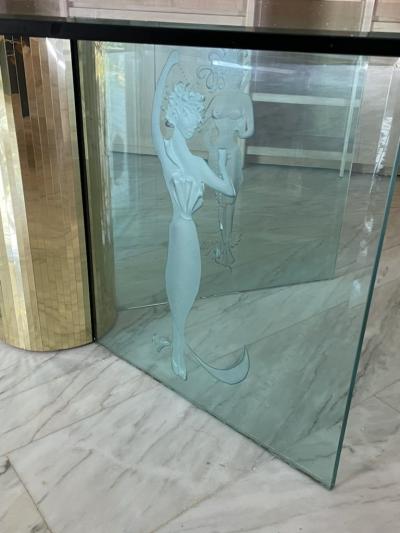 Marc Lalique INCREDIBLE ART DECO REVIVAL ILLUMINATED SCENIC ETCHED GLASS DINING TABLE