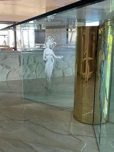 Marc Lalique INCREDIBLE ART DECO REVIVAL ILLUMINATED SCENIC ETCHED GLASS DINING TABLE