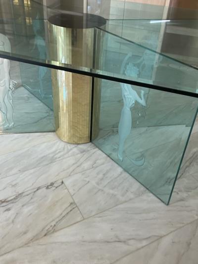 Marc Lalique INCREDIBLE ART DECO REVIVAL ILLUMINATED SCENIC ETCHED GLASS DINING TABLE