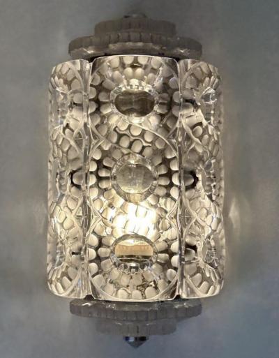 Marc Lalique Pair of Marc Lalique S ville Crystal Wall Sconces Designed 1947