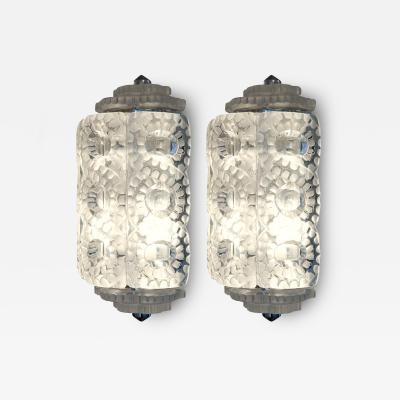 Marc Lalique Pair of Marc Lalique S ville Crystal Wall Sconces Designed 1947