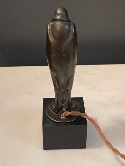 Marcel Andre Bouraine FRENCH ART DECO MARIBOU STORK ELECTRIC LIGHTER IN THE MANNER OF MARCEL BOURAINE