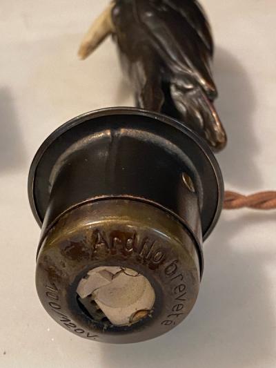 Marcel Andre Bouraine FRENCH ART DECO MARIBOU STORK ELECTRIC LIGHTER IN THE MANNER OF MARCEL BOURAINE